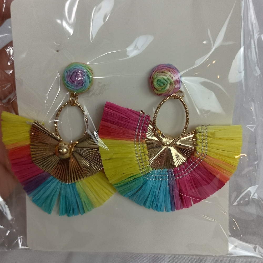Handcrafted Festive Party Colorful Summer Tassel‎ Earrings (#0283)